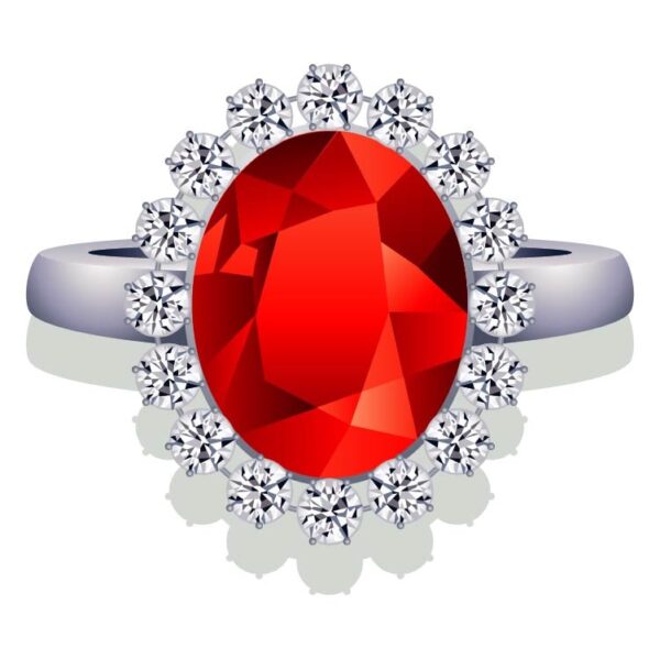 Golden ring with ruby and diamonds