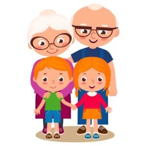 Grandparents and children portrait