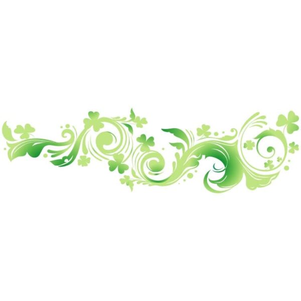 Green floral swirly leaves with flowers ornaments