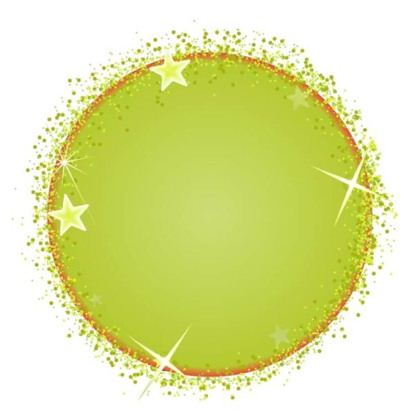 Green round frame with stars