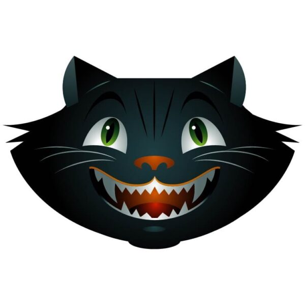 Halloween growl black cat head or black cat smiling face cartoon cute