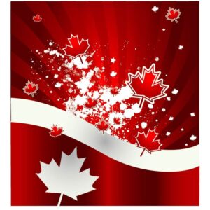 Happy canada day canadian flag and maple leaves red white background