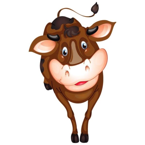 Happy cute front face cow cartoon