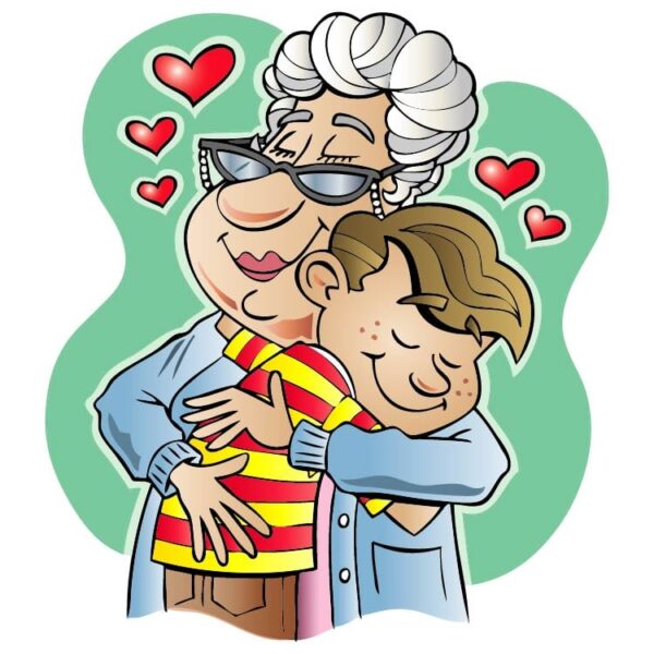 Happy grandparents day with Grandma hug to grandson theme