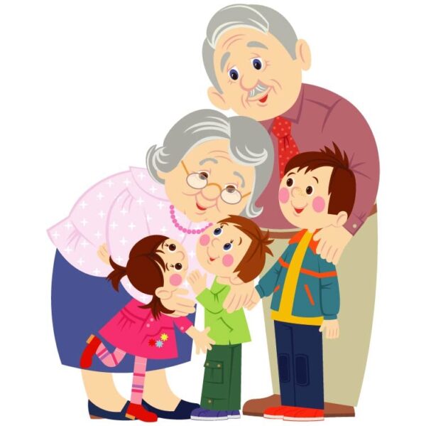 Happy grandparents day with Grandparents hug to children theme