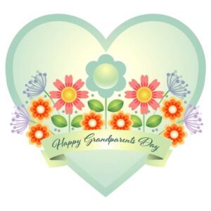 Happy grandparents day with heart and flowers