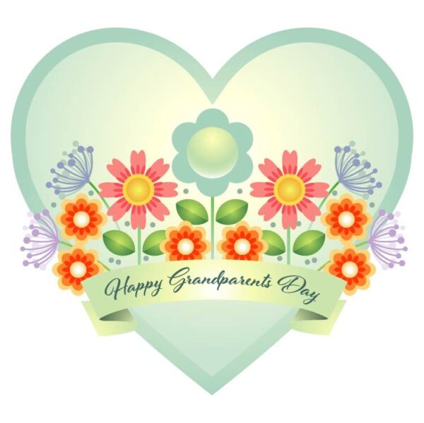 Happy grandparents day with heart and flowers