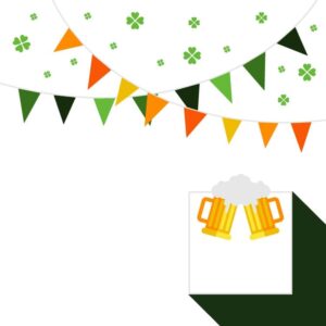 Happy hour drinks bunting background with copy space