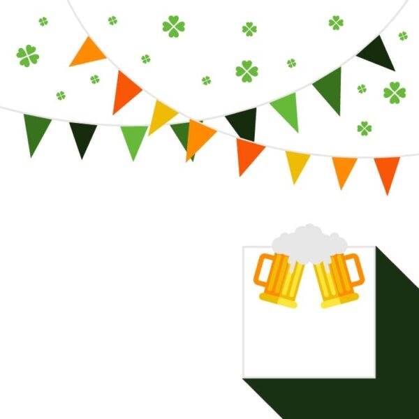 Happy hour drinks bunting background with copy space