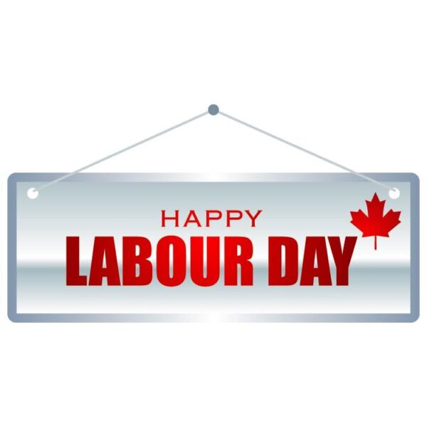 Happy labour day sign hanging on rope