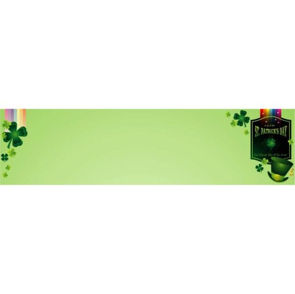 Happy saint patricks day banner with green clover leaf and hat