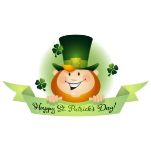 Happy saint patricks day with funny leprechaun