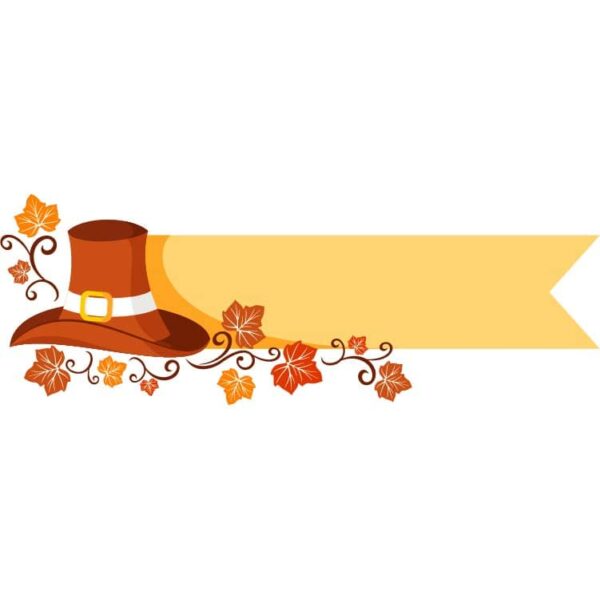 Happy thanksgiving day banner with pilgrim hat and copy space strip