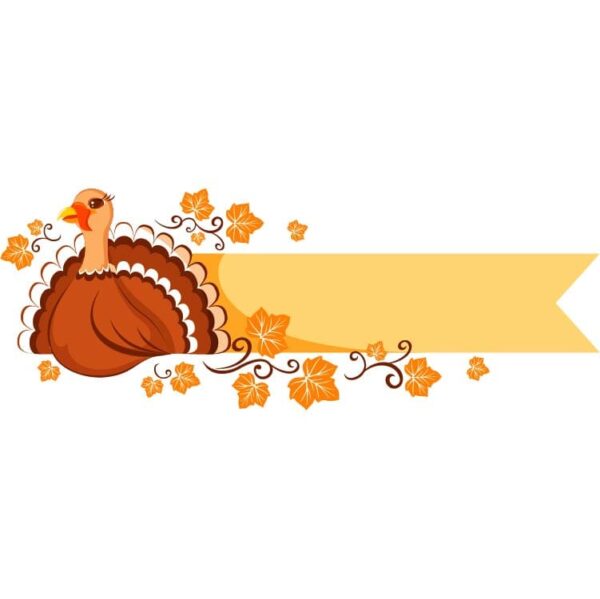 Happy thanksgiving day banner with turkey and copy space strip