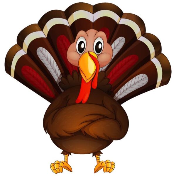 Happy thanksgiving day funny cartoon character turkey bird
