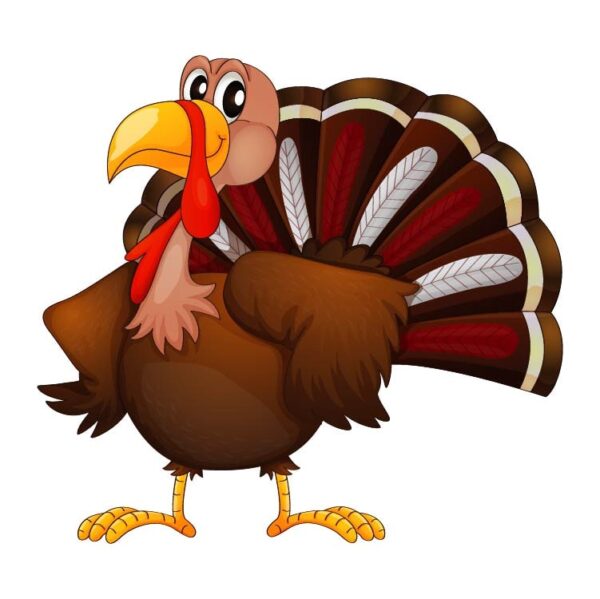 Happy thanksgiving day funny cartoon character turkey bird