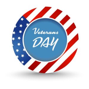 Happy veterans day label or stamp in circle