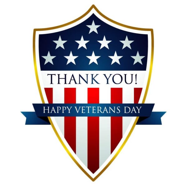 Happy veterans day thank you shield