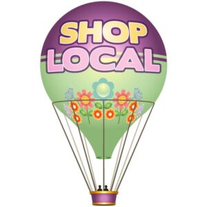 Hot air balloon with shop local