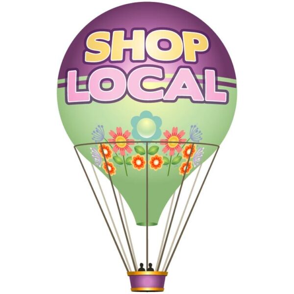 Hot air balloon with shop local