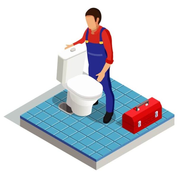 Installing new toilet bowl composition or Workers in uniforms install toilet bowls