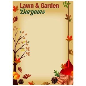 Lawn and garden bargains with autumn background