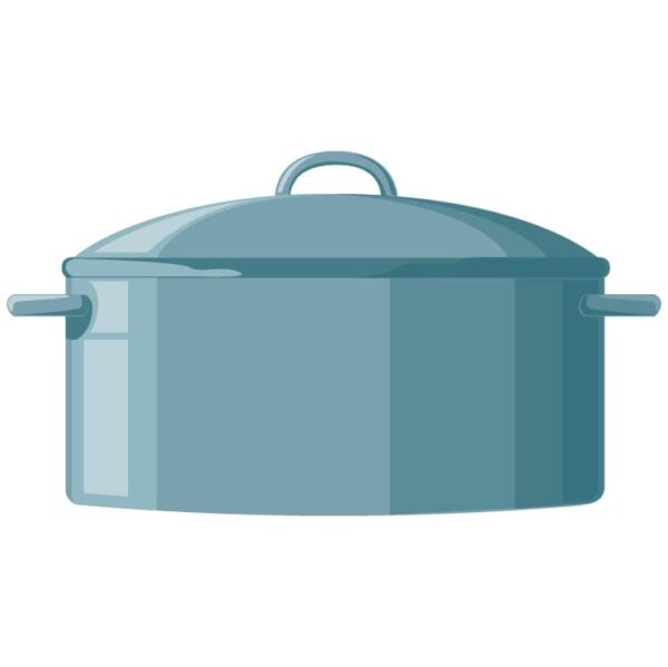 Light blue metal pot with lid