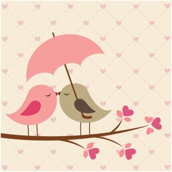 Love birds under umbrella valentine day