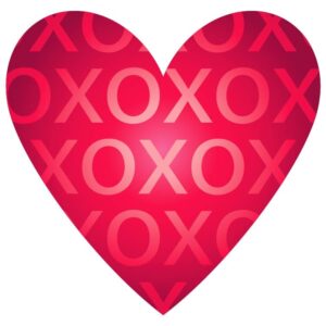 Love heart happy valentines day icon with xoxo