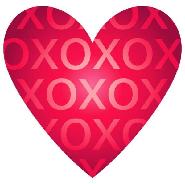 Love heart happy valentines day icon with xoxo