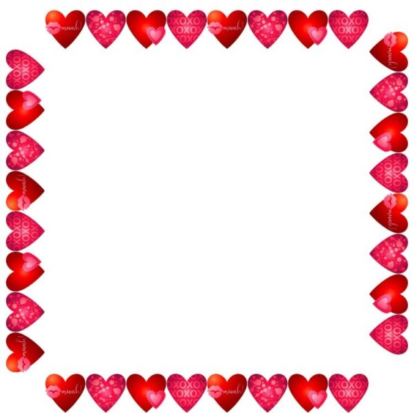 Love heart valentines frame with different different type of hearts