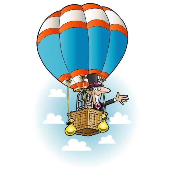Man riding a hot air balloon