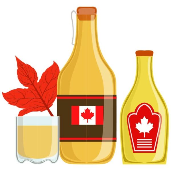 Maple Syrup national canadian culture symbol with maple leaf and syrup