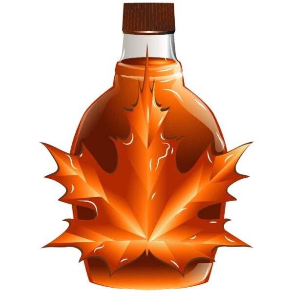 Maple syrup bottle with maple leaf