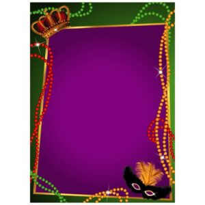 Mardi gras background with mardi gras crown mask and necklace