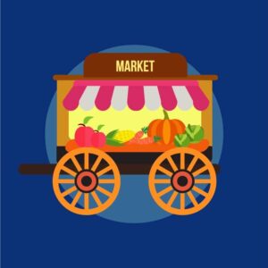 Market food cart concept with fruit cart