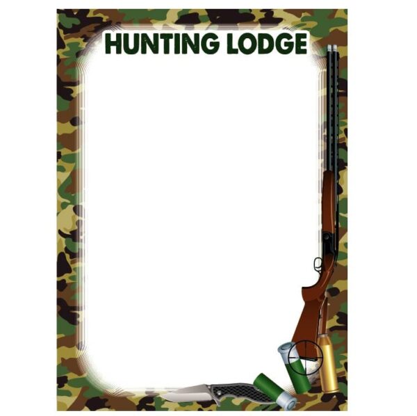 Military camouflage for rescue hunting lodge with copy space