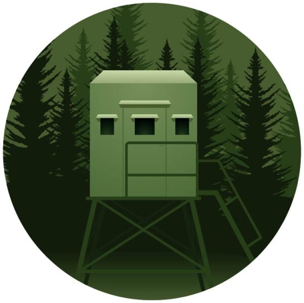 Muddy bull box hunting blind elite tower with green environment