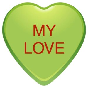 My love slogan on green color heart shape for love heart valentine day