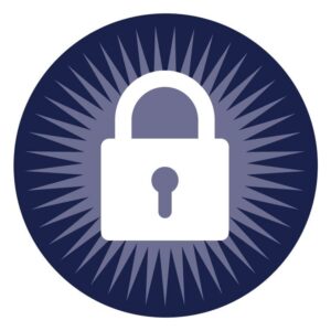 Padlock icon blue round button