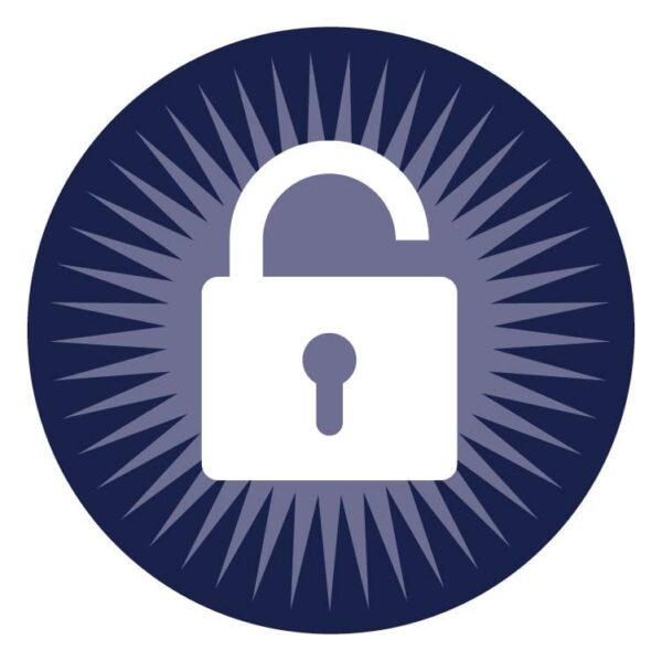 Padlock icon blue round button