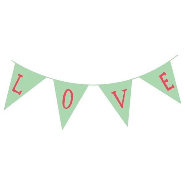 Party bunting love flags green