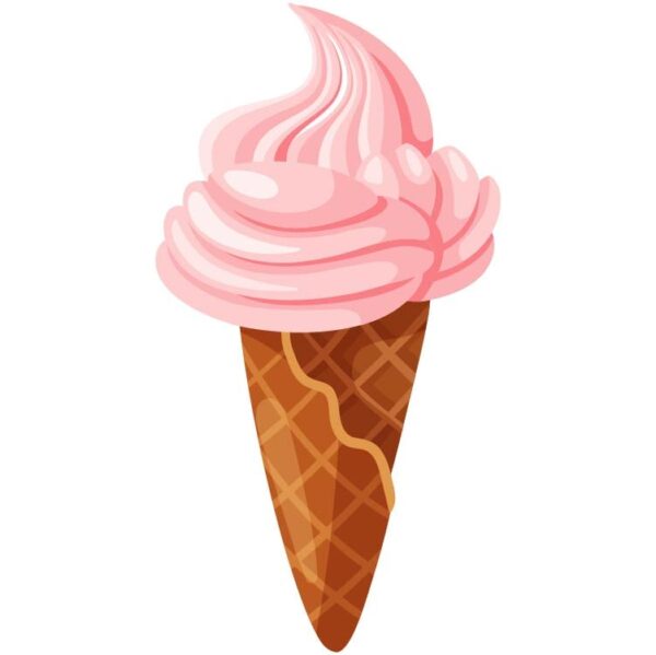 Pink ice cream cone or sunday with topping summer healthy sweetness