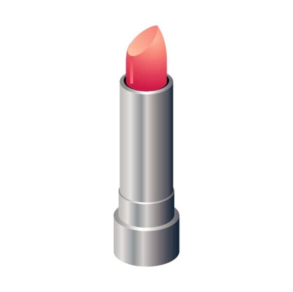 Pink lipstick in silver tube or lipstick cosmetics beauty