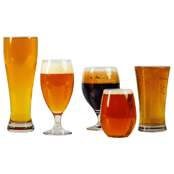 Pints of draught beer macro or beer Flavors