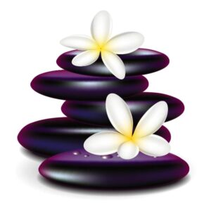 Plumeria flowers and zen stone