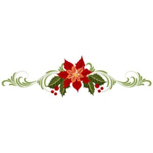 Poinsettia flower with berry branches and flourish