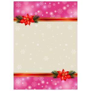 Poinsettia flowers with fir twigs background with space for text