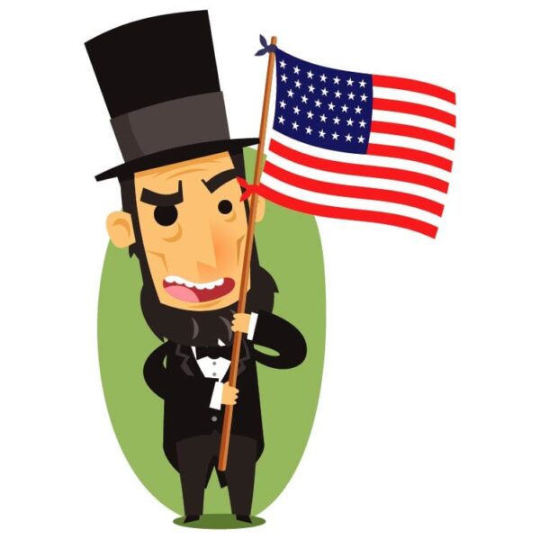 President abraham lincoln and his hand united states flag for kids history collection