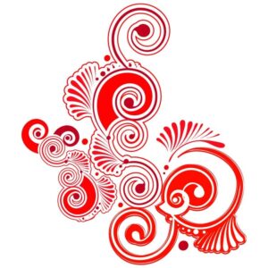 Red swirl floral scroll